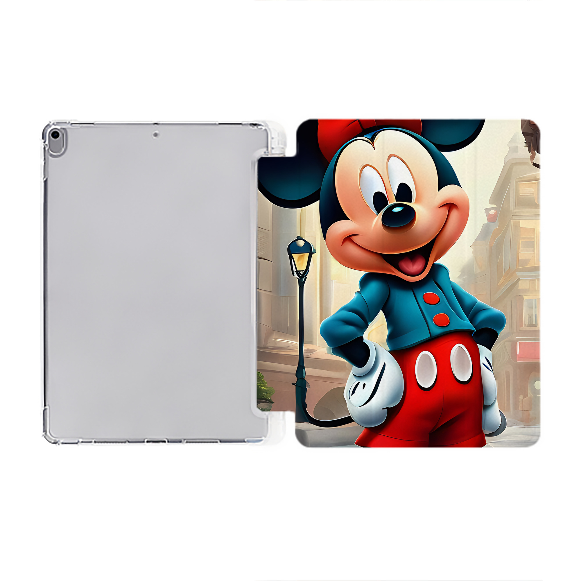 ミッキーマウス Mickey Mouse IPad ケース ペン収納付き 三つ折りスタンド PUレザー×シリコン 対応機種9.5/10.5/10.9インチ